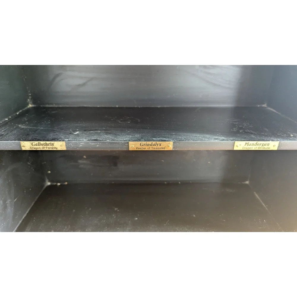 Danbury Mint Fabulous Dragons Black Wood Coffin Display Shelf Curio Cabinet